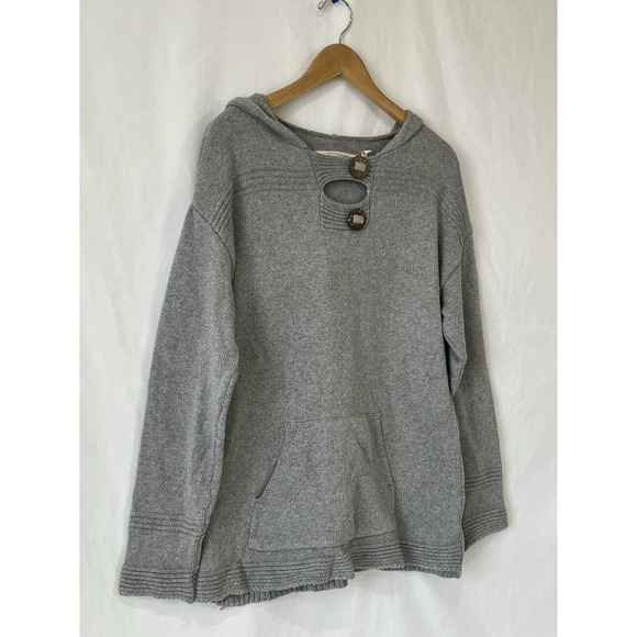 soft surroundings hoodie sweater knit gray size Small S Pullover keyhole front - Picture 3 of 9